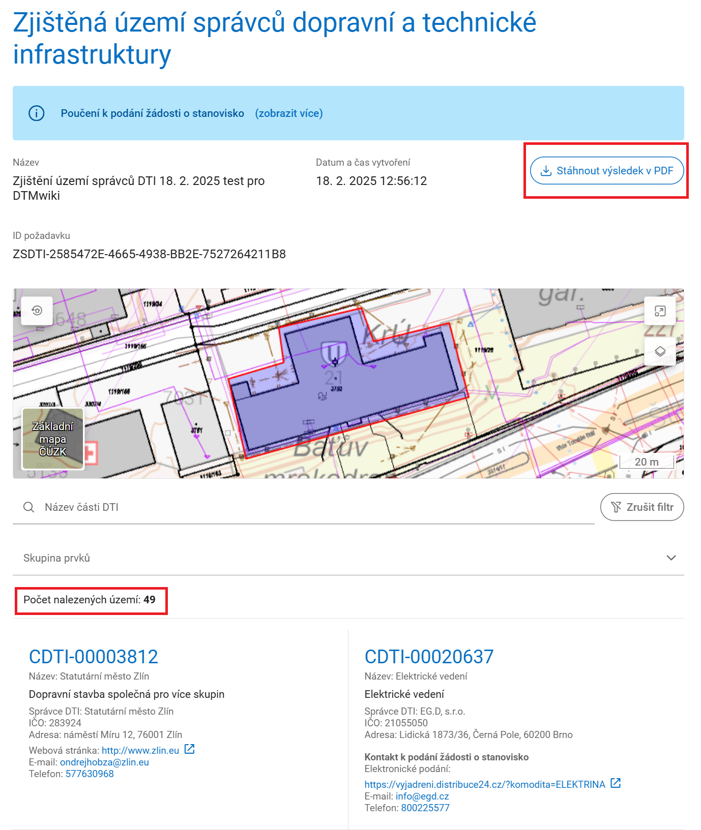 Obrázek 5: Výpis vlastníků DTI