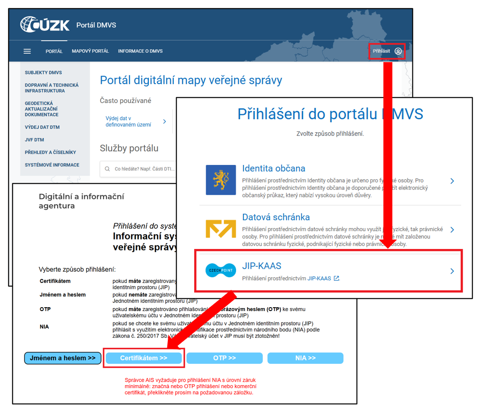 Obrázek 1: Přihlášení na Portál DMVS
